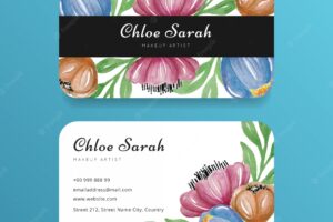 Watercolor floral flower business card design