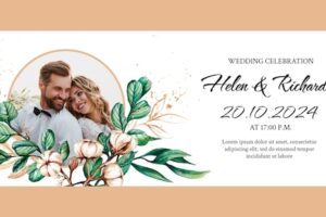 Watercolor floral wedding social media cover template