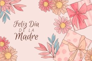 Watercolor mothers day background in spanish