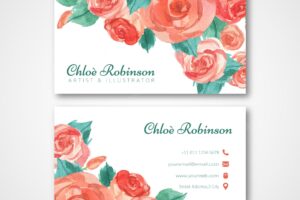 Watercolor roses business card