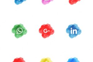 Watercolor social media icons for facebook whatsapp instagram twitter