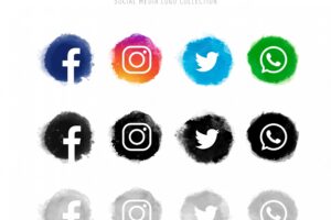 Watercolor social media logo collection