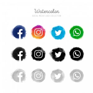 Watercolor social media logo collection