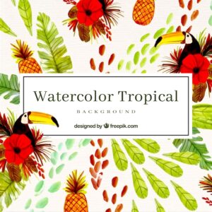 Watercolor tropical background with elegant style