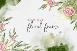 Watercolor  wedding floral invitation template