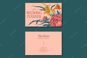 Watercolor wedding planner business card template