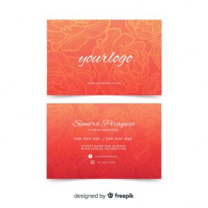 Watercolour red floral business card template
