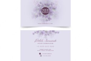 Watercolour white floral business card template