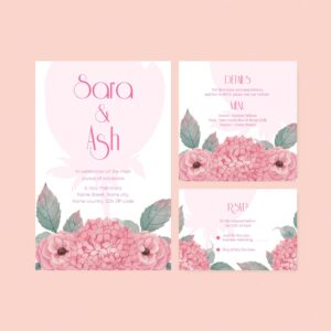 Wedding card template with pastel tropical flower conceptwatercolor style