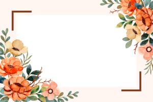 Wedding card template with watercolor flower frame