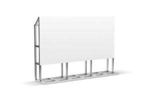 White horizontal billboard mockup stand isolated on white background, 3d rendering