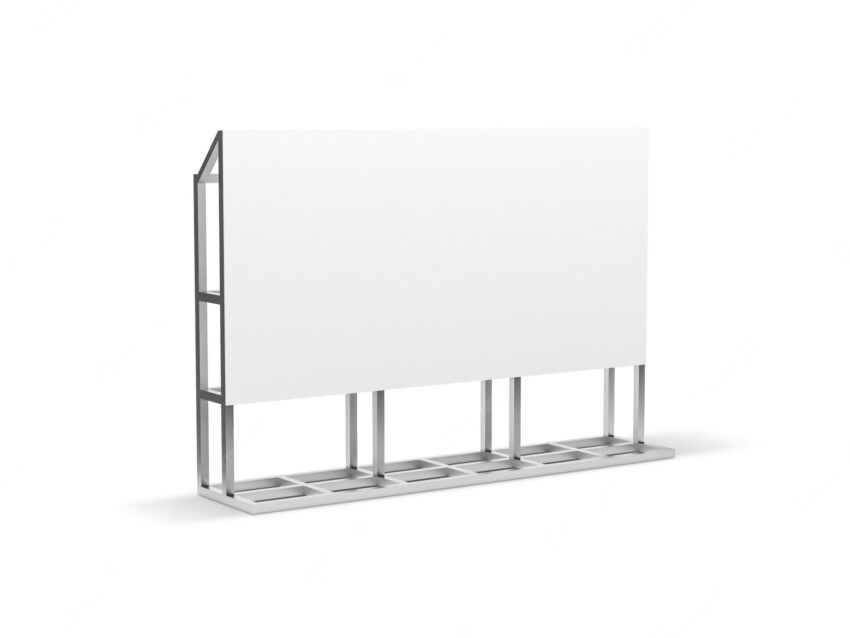 White horizontal billboard mockup stand isolated on white background, 3d rendering