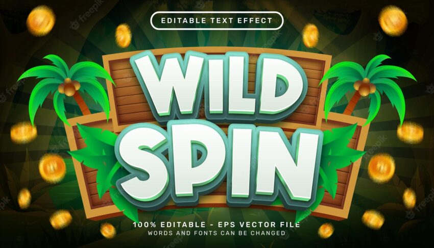 Wild spin 3d text effect and editable text effect with coconut tree