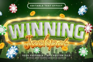 Winning jackpot 3d text effect and editable text effect