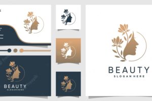 Woman logo with beauty gradient concept and business