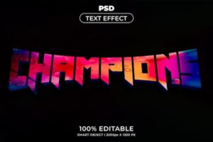 World football champions 3d editable text effect style with background