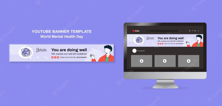 World mental health day youtube banner template