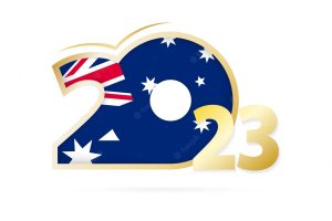 Year 2023 with australia flag pattern