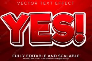 Yes text effect, editable cartoon and comic text style