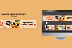 Youtube banner beverage characters design template