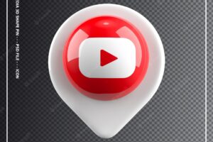 Youtube icon shape pin element 3d