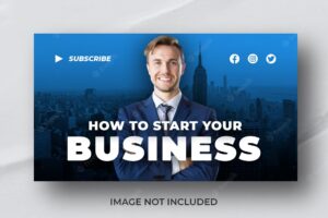 Youtube video thumbnail or web banner template for business
