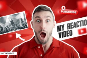 Youtube video thumbnail or web banner template for reaction video