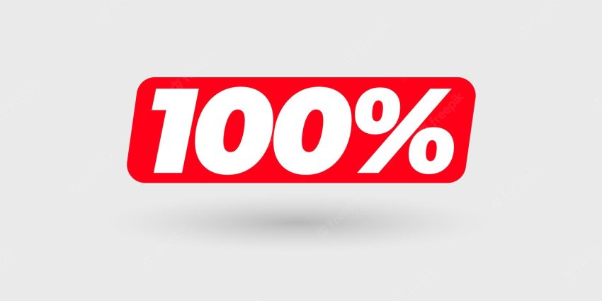 100 percent  logo  label vector illustration
