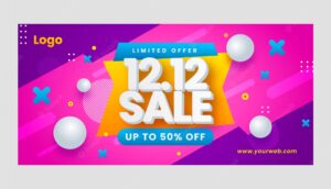 12.12 shopping day sales horizontal banner template