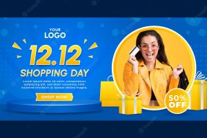 12.12 shopping day sales horizontal banner template