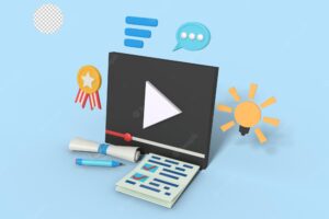 3d illustration of learning video tutorial streaming