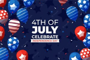 4th of july - independence day balloons background in flat design