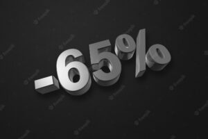 65 off discount offer 3d illustration isolated on black promotional price rate