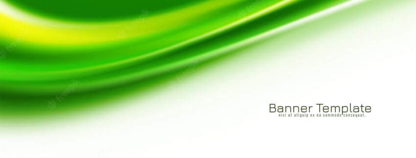 Abstract bright green wave style business banner design