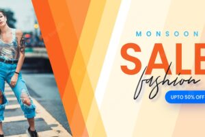 Abstract fashion monsoon sale banner offer discount business background free vector
