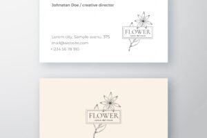 Abstract flower with frame vector sign or logo and business card template.