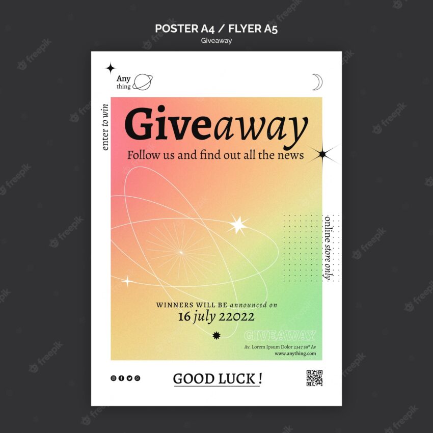 Abstract gradient giveaway flyer template