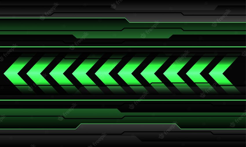 Abstract green arrow direction black metallic cyber design modern futuristic technology background