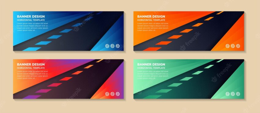 Abstract modern four different banner backgrounds or templates design with copyspace and diagonal