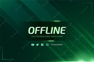 Abstract offline twitch banner with neon particles