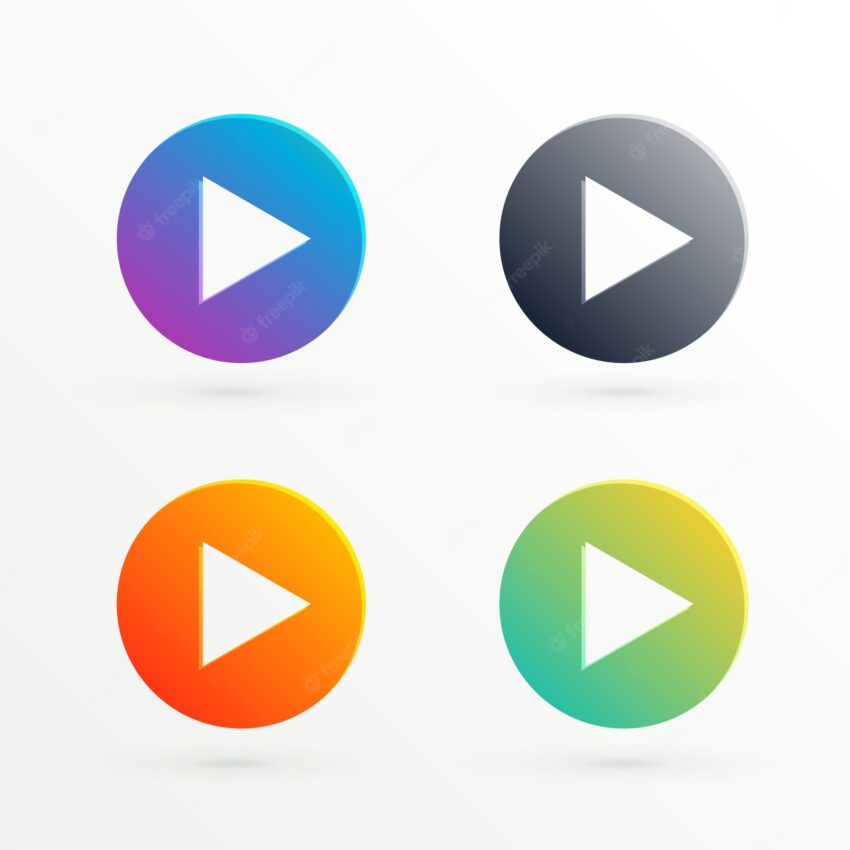 Abstract play icon in different colors
