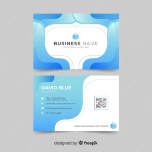 Abstract visiting card with blue shapes
