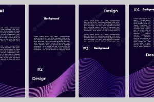 Abstract wavy thin line background template set copy space for landing page, banner or poster vector
