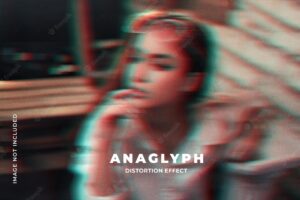 Anaglyph distortion photo effect template