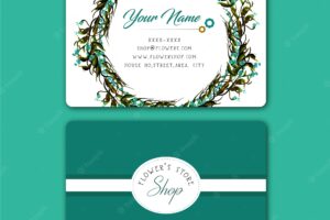 Aquamarine floral business card