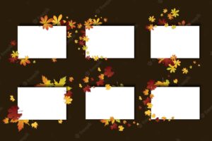 Autumn leaves template cards white cards with fall decoration
