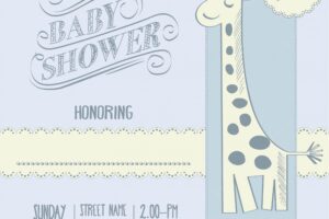 Baby boy shower card with retro toy