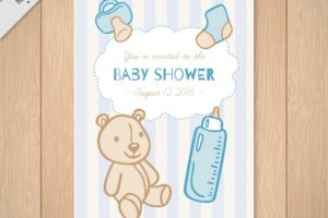 Baby shower card with hand drawn baby elements