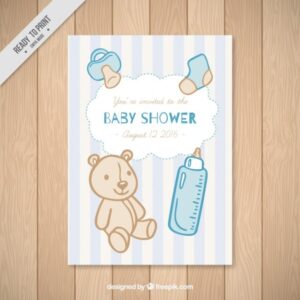 Baby shower card with hand drawn baby elements