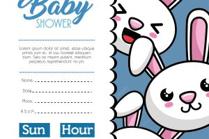 Baby shower card with rabbit